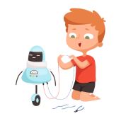 Kid with a robot